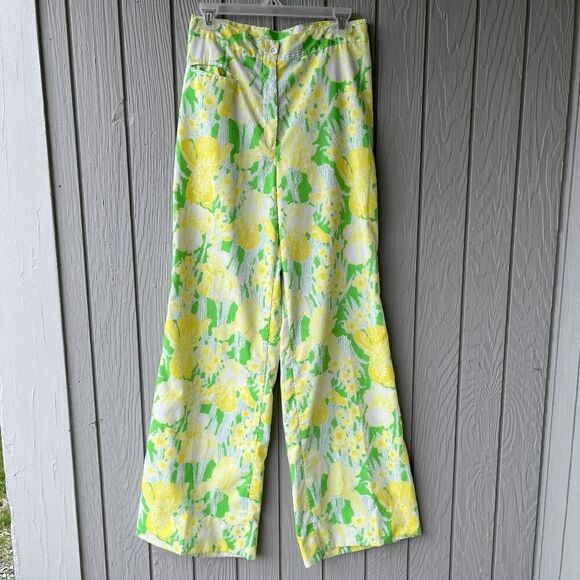 Vintage 60s/70s Lilly Pulitzer Floral Wide-Leg Pants, High-Waist - Picture 1 of 12